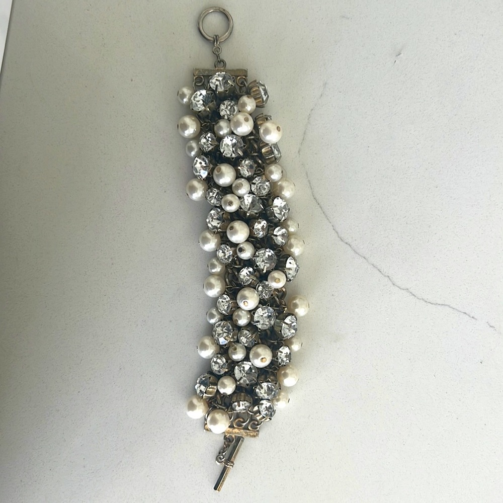 Chunky Bracelet - Pearls and Rhinestones